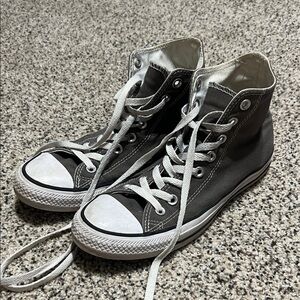Converse High-Top Sneakers in Charcoal Gray and White